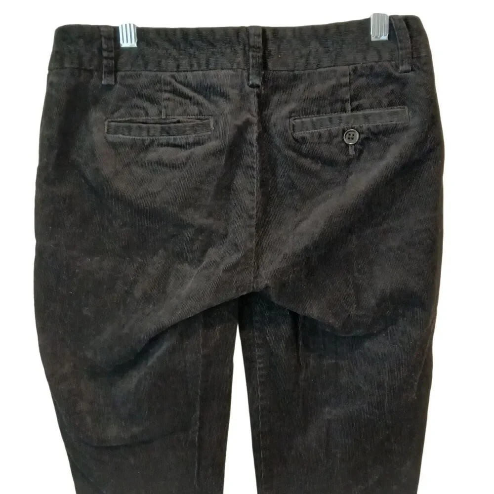 J.Crew Stretch‎ City Fit Corduroy Cuffed Black Capri Slash Pockets Size 2